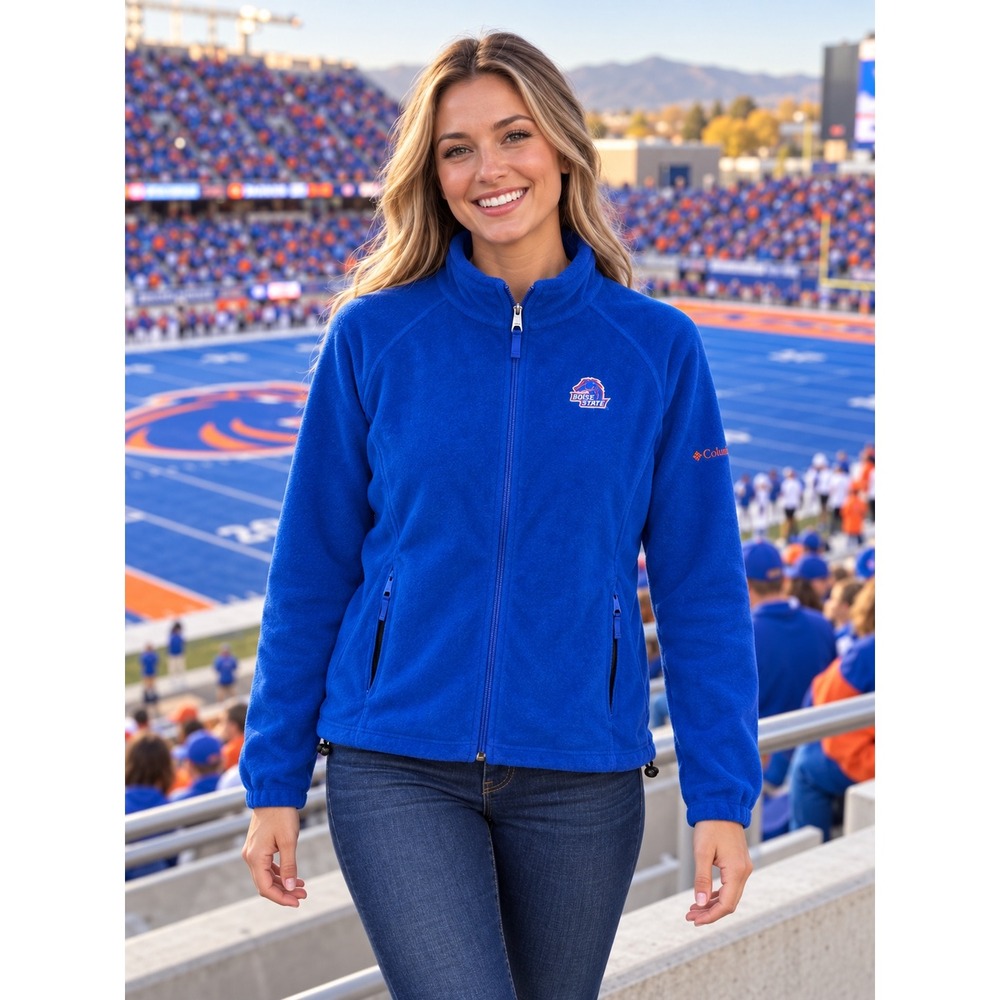 Columbia Boise State Broncos Fleece Jacket Blue Womens XL Full Zip Sportswear